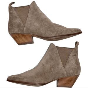 Diane Von Furstenberg Nadie Suede Gored Chelsea Ankle Bootie Size 7.5 Taupe